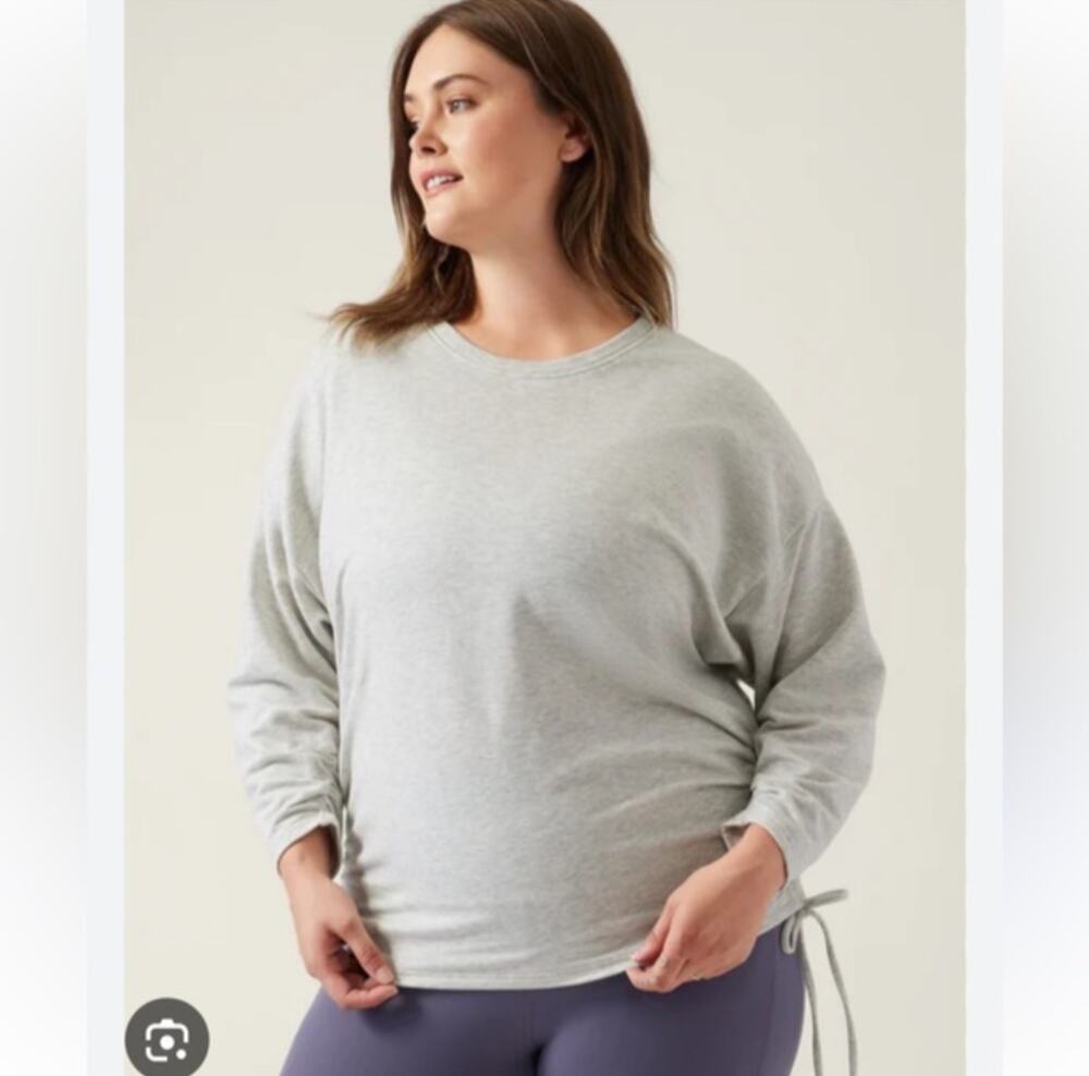 Athleta Lombard Ruched Sweatshirt - Light Gray Heather